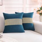 TAOSON Pack of 2 Blue Velvet Throw Pillow Covers 18x18 Inch - Luxury Gold Sequin... - Image 2