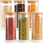 TBWIND 34oz Round Glass Storage Containers with Bamboo Lids – 6 Pack Medium Clea... - Image 2