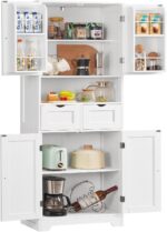 TEENFON Kitchen Pantry Cabinet with Adjustable Shelf, Tall Storage Cabinet with ... - Image 2