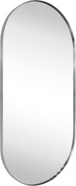 TEHOME Brushed Nickel Oval Bathroom Mirror 20x40'' Pill Shaped Oblong Vanity Mir... - Image 2