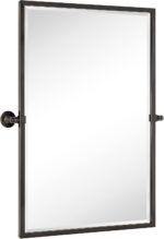 TEHOME Oil Rubebd Bronze Metal Framed Pivot Rectangle Bathroom Mirror Tilting Be... - Image 2