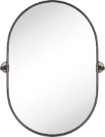 TEHOME Oval Oil Rubbed Bronze Pivot Bathroom Mirror Pill Shaped Tilting Bathroom... - Image 2