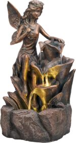 TERESA'S COLLECTIONS Water Fountain Outdoor Fairy Garden Statues with LED Lights... - Image 2