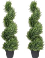 THE BLOOM TIMES 3ft Artificial Topiary Trees Set of 2, 36 inch Faux Cedar Cypres... - Image 2
