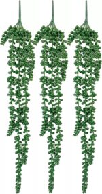 TIED RIBBONS 3 Pc Artificial Hanging Succulents Plants String of Pearls Plant Le... - Image 2