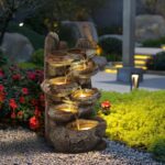 TITIMO 6-Tier Cascading Rock Water Fountain Outdoor Garden Waterfall with Lights... - Image 2