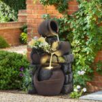 TITIMO Outdoor Water Fountain with Flower Pot and Lights - Cascading Pitchers Fa... - Image 2