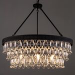 TOCHIC Crystal Chandeliers, 6-Light 3 Tiers Black Crystal Chandelier Light, Mode... - Image 2