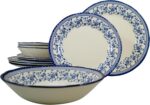 TUDOR ROYAL 12-Piece Round Porcelain Dinnerware Set, Service for 4 - Aster BLUE ... - Image 2