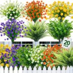 TURNMEON 20 Bundles Artificial Flowers for Outdoors, Summer Spring Grass Camelli... - Image 2