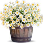 TURNMEON 8 Bundles Artificial Daisy Flowers for Outdoors Summer Decor, UV Resist... - Image 2