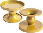 Table Gold Candle Holders – Set of 2 | Reversible Metal Candle Stand for Pillar ... - Image 2