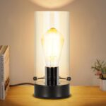 Table Lamp for Bedroom, Modern Glass Lamp Bedside Table Lamps for Night Stands w... - Image 2