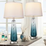 Table Lamps Set of 2 with Touch Control, Modern Glass Bedside Lamps with USB A+C... - Image 2