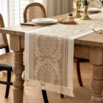 Table Runners 72 Inches Long Waterproof Boho Table Runner with Tassel Fringe,Tab... - Image 2