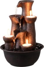 Tabletop Fountain 3 Candles, Indoor Waterfall Fountain for Meditation, Desktop W... - Image 2
