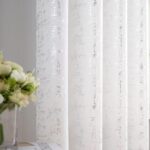 Taisier Home Silver Foil Print Linen Textured Curtains Geometric Dots Pattern De... - Image 2
