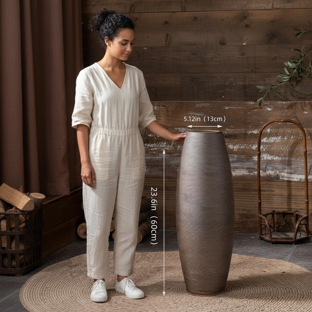 Tall Ceramic Floor Vase-23.6 inches (60cm) Vintage Ceramic Sturdy Home Decor Flo... - Image 2