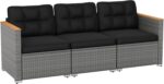 Tangkula 3-Seat Patio Wicker Couch Sofa, Outdoor 3 Seater Rattan Furniture Set w... - Image 2