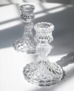 Taper Candle Holders Set of 2, Clear Glass Candlestick Holder Fit 0.8 Inch Candl... - Image 2