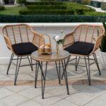 Tappio 3 Piece Outdoor Wicker Furniture Patio Bistro Set, Balcony Furniture Ratt... - Image 2