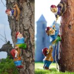 Teaeeno Garden Gnome Statue Set,Gnome Climbing Tree and Tree Stump Decor,Vivid F... - Image 2