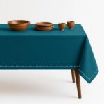 Teal Green Rectangle Tablecloth, 60x84 Inch, 100% Cotton, Fits 6-8 Seats, Durabl... - Image 2