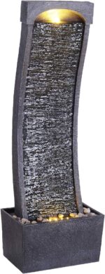 Teamson Home 38.5" Modern Curved Outdoor Water Fountain – Freestanding Floor Gar... - Image 2