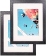 The Display Guys ~ 2 sets of 11x14 inches Black Wooden Photo Frame, Tempered Gla... - Image 2