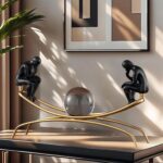 Thinker Statue & Sculpture, Modern Home Decor Statue, Gold Abstract Thinker Scul... - Image 2