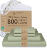 Threadmill Luxury 800 Thread Count Queen 100% Cotton Sheets - Sage Green Sateen ... - Image 2