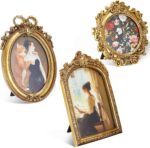Thyle 3 Pcs Gold Vintage Picture Antique Resin Photo Frame Set Rectangle Ornate ... - Image 2