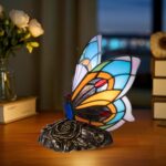 Tiffany Style Butterfly Lamp - Stained Glass Table or Desk Light LED Bulb Includ... - Image 2