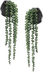Tiita Artificial Hanging Plants, Faux Succulents in Pots, Realistic String of Pe... - Image 2