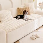 Tiwwie Couch Cover for Dogs Fuzzy Sofa Covers for Pet, Geometric Jacquard Coral ... - Image 2