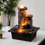 Tolevoit Three Bowls with Rotating Ball Flowing Tabletop Fountain Home Décor Ind... - Image 2