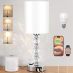 Touch Bedside Crystal Lamps for Bedrooms Nightstand with USB C+A Charging Port a... - Image 2