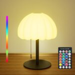Touch Bedside Table lamp, RGB Mode Dimmable Small Lamp for Bedroom, Pull Chain T... - Image 2