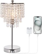Touch Control Crystal Table Lamp with USB C+A Charging Ports, 3-Way Dimmable Bed... - Image 2