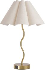 Touch Control Table Lamp with USB Ports, 22” Tall Gold Bedside Lamp with 3-Way D... - Image 2