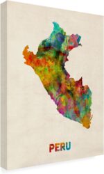 Trademark Fine Art Peru Watercolor Map Artwork by Michael Tompsett, 14 by 19-Inc... - Image 2