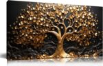 Tree Canvas Wall Art for Living Room - Gold and Black Pictures Wall Art for Bedr... - Image 2