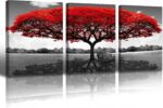 Tree of Life Canvas Wall Art for Living Room 3 Piece Red Tree Pictures for Bedro... - Image 2