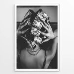 Trendy Black and White Wall Art Luxury Money Hair Rollers Black Woman Poster Ret... - Image 2