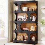 Tribesigns 71" Tall Bookcase, 4-Tier S-Shaped Bookshelf, Wood Decorative Storage... - Image 2