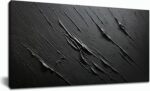 Trogonup Black Abstract Wall Art for Living Room Hand Painted Minimalist Texture... - Image 2