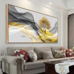 Tucai Decor Framed Wall Art Canvas Modern Light Luxury Abstract Ink Landscape Pa... - Image 2