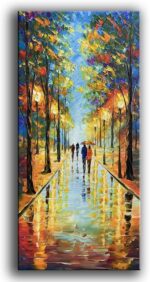 Tyed art- Large Vertical Wall Art ,handpainted Canvas Paintings Landscape Trees,... - Image 2