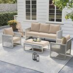 UDPATIO Aluminum Outdoor Furniture Set with Ottoman, 5 Piece Modern Patio Furnit... - Image 2
