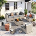 UDPATIO Outdoor Patio Furniture Set, 7-Piece PE Wicker Sectional Sofa with Tea T... - Image 2